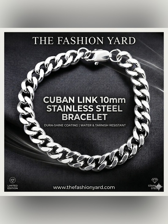 Other - Cuban Link Stainless Steel 7.5 inch long and 10mm width men’s bracelet - Silver